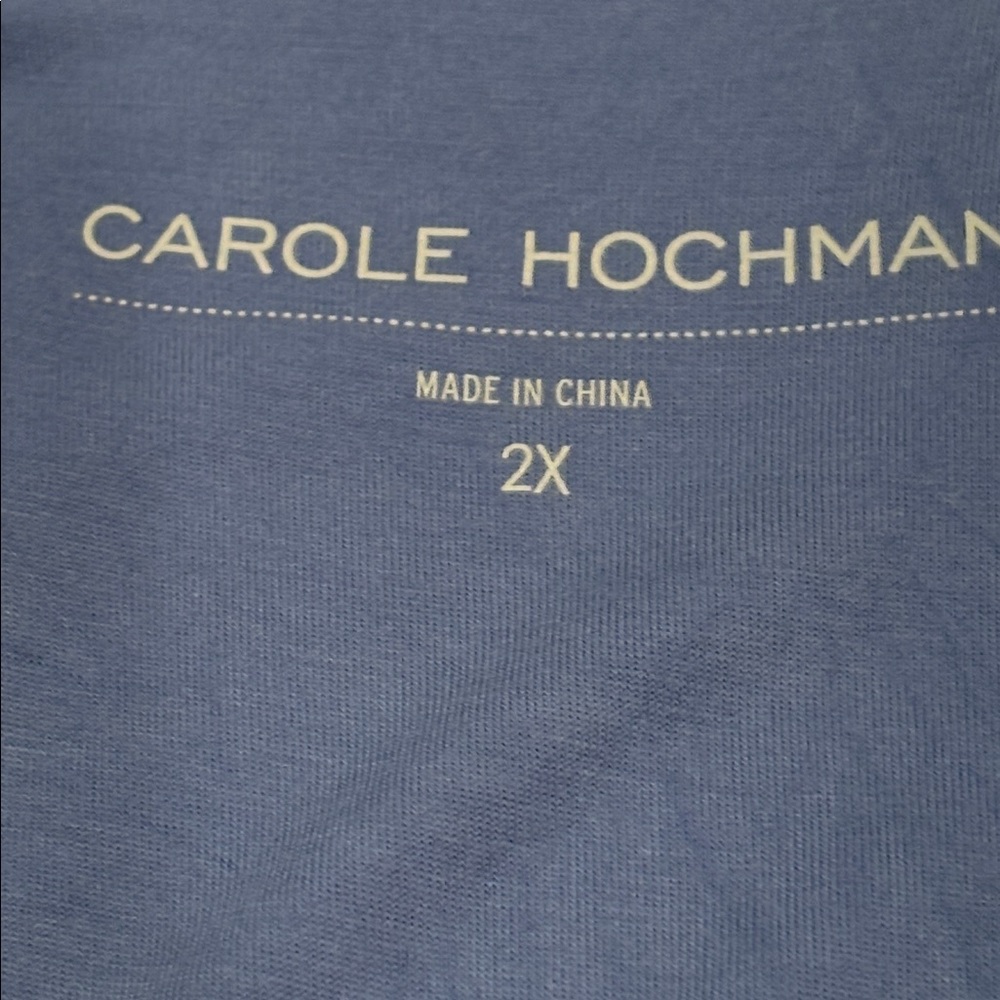 Carole Hochman Blue/White Patterned Maxi Dress, Rayon Blend, Irregular Hem, 2X - Picture 6 of 9